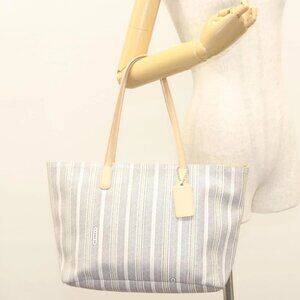 Coach Tote Bag PVC Leather Gray Auth